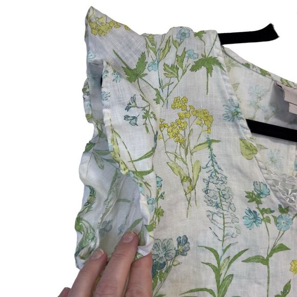 Linen Medium Laura Ashley floral ruffle sleeve midi dress - Picture 13 of 16